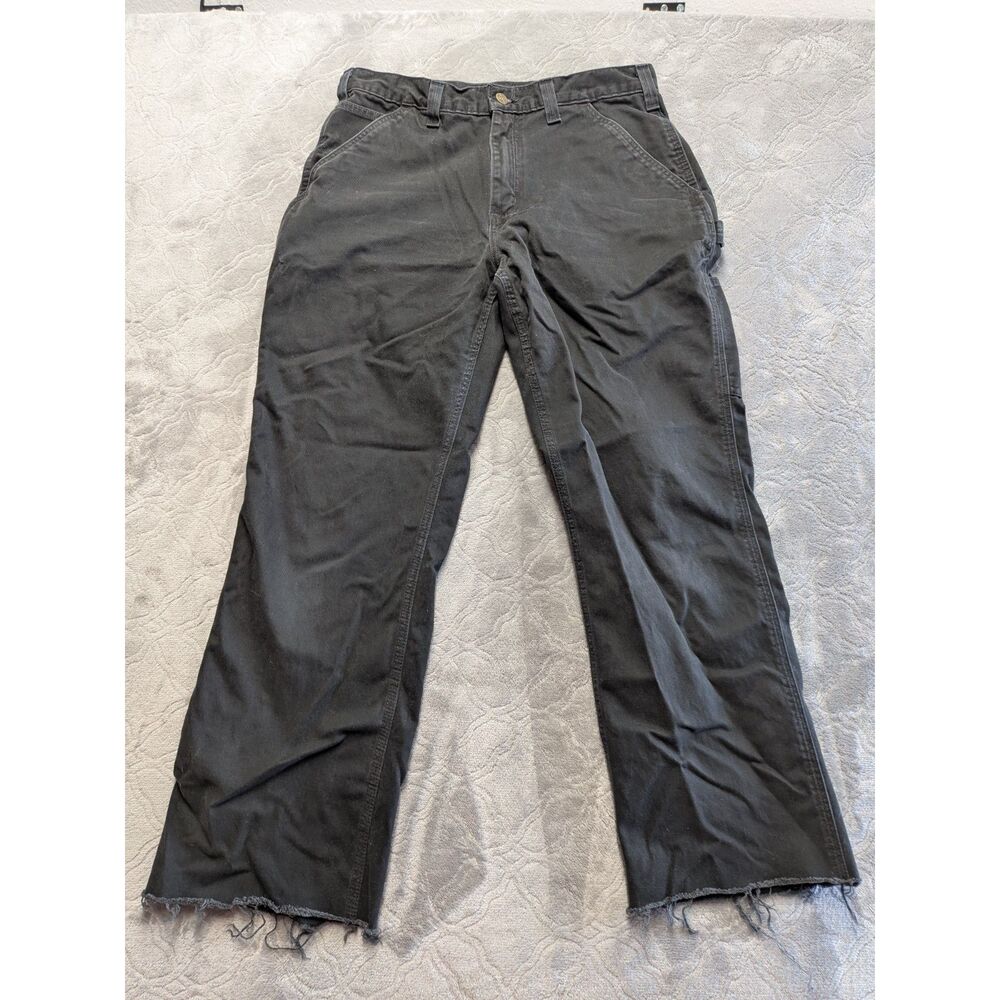 Carhartt Relaxed Fit Carpenter Pants 33x32 Black Distressed Workwear USA